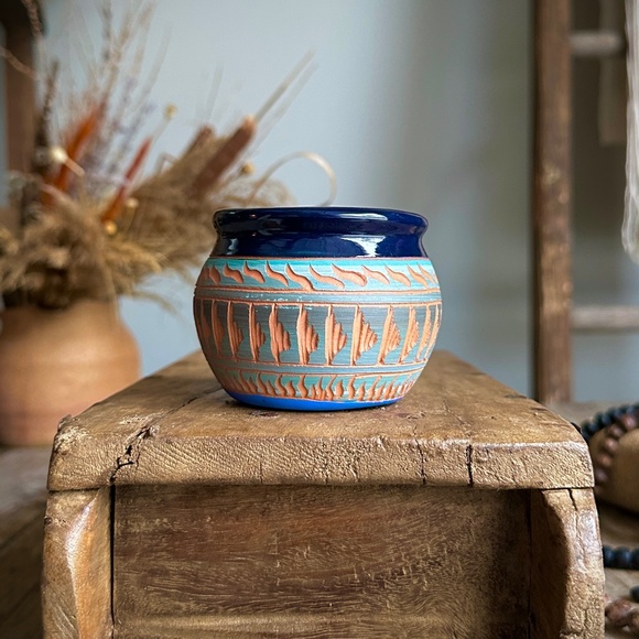 G.Cadman Other - 80's G.CADMAN NAVAJO HAND-ETCHED HAND-PAINTED NATIVE AMERICAN SEED POT